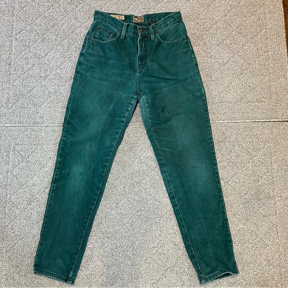Express Denim - Vintage Express Tapered Fit Jeans Womens Size 9/10 Green Mom Jeans Made In USA
